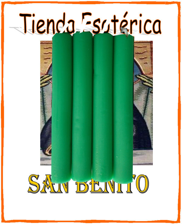 12 Velas Artesanas Esotéricas Verde Claro de 11cm. Sanación