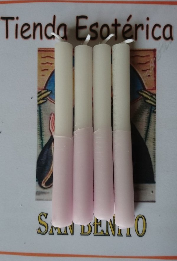 1 Vela Artesana Esotérica Rosa-Blanca de 11cm. Unión