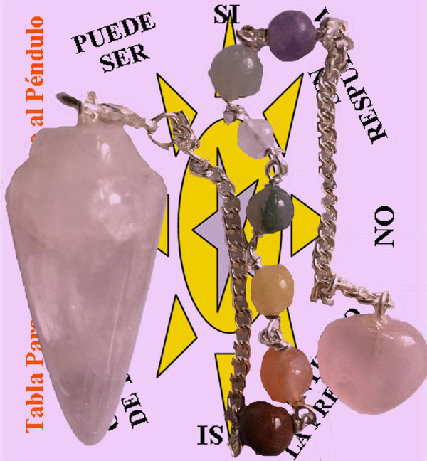Péndulo Mineral Artesano Cuarzo Rosa, Chakras y Corazón