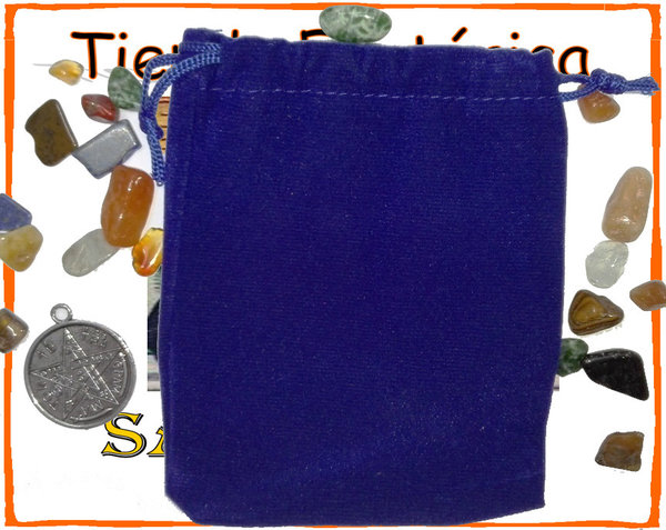 Bolsa Artesana Guarda Amuletos, Azul Oscuro de 10x7cm