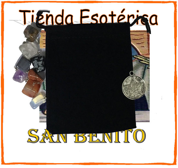 Bolsa Artesana Guarda Amuletos, Negra de 10x7cm