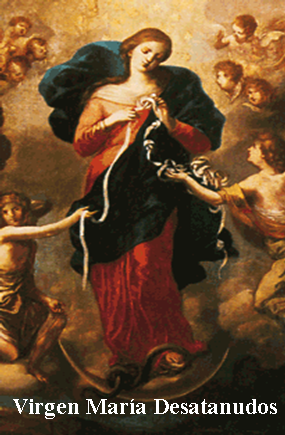 Estampa Virgen María DesataNudos con Oración, 5x7,5cm