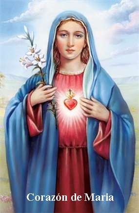 Estampa Corazón de María con Oración, 5x7,5cm