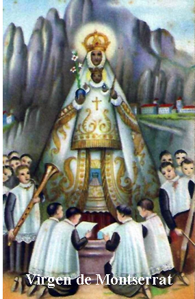 Estampa Virgen de Montserrat con Oración, 5x7,5cm