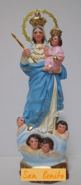 Figura Artesana Virgen Blanca con vestido azul (25cm)
