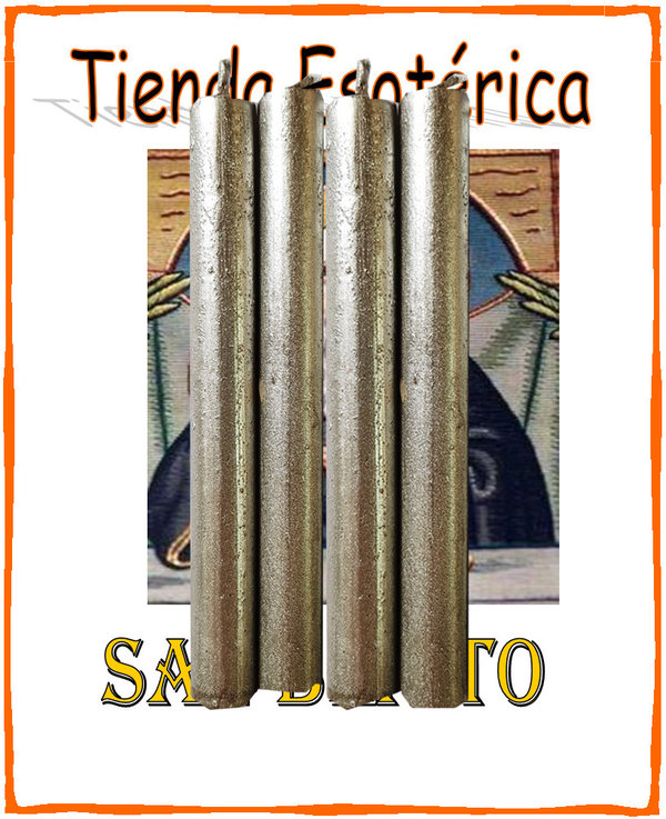 1 Vela Artesana Esotérica Plateada de 10 a 12cm. Fortuna