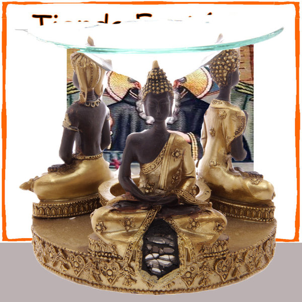 Quemador Artesano de Aceite Buda, Thai Dorado-Marrón (9x12cm)