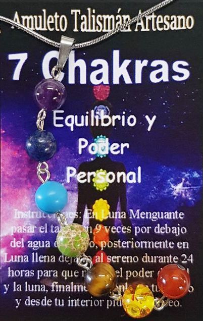 Talismán Artesano Colgante de 7 Chakras, Amuleto Equilibrio