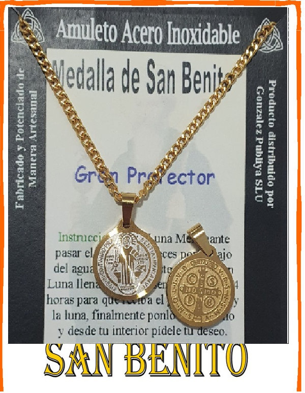 Talismán Artesano Acero Inoxidable Medalla de San Benito, Protector