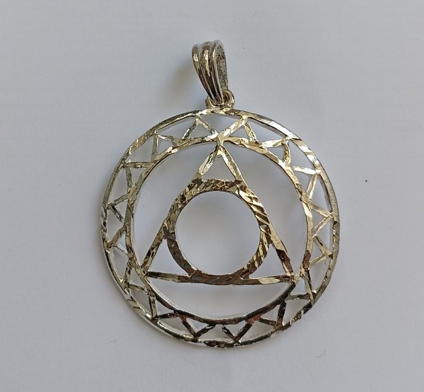 Amuleto Artesano Colgante Quinto Chakra, Símbolo de Metal Plateado