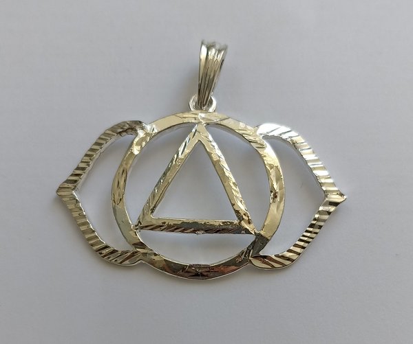 Amuleto Artesano Colgante Sexto Chakra, Símbolo de Metal Plateado