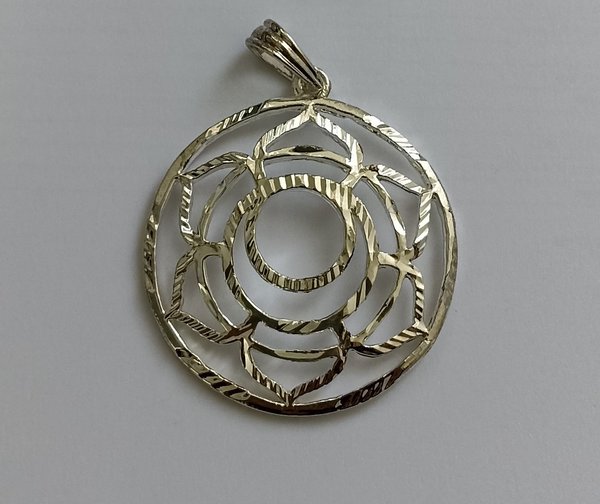Amuleto Artesano Colgante Segundo Chakra, Símbolo de Metal Plateado