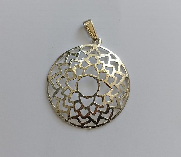 Amuleto Artesano Colgante Séptimo Chakra, Símbolo de Metal Plateado
