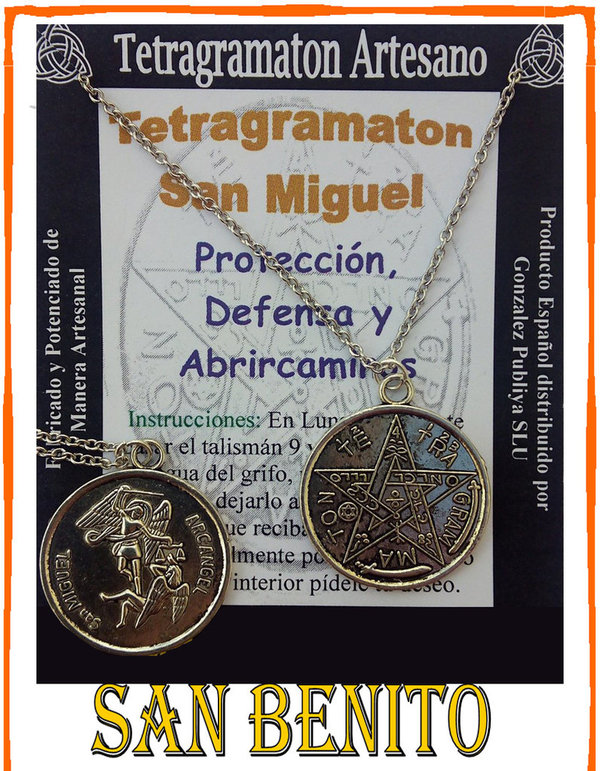 Amuleto Artesano Colgante Tetragramaton, San Miguel