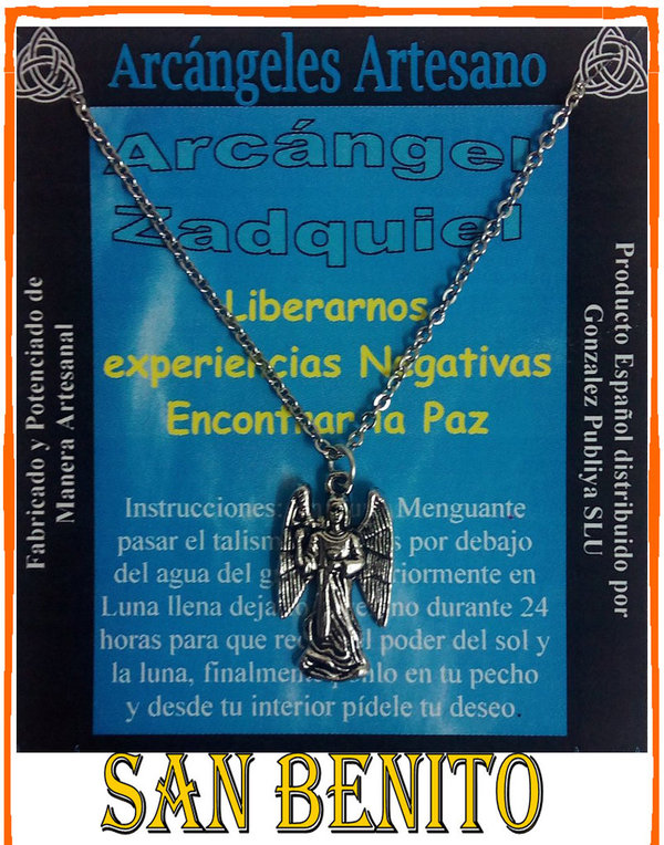 Amuleto Artesano Colgante Arcángel Zadquiel, Encontrar Paz Interior