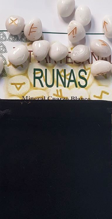Runas Artesanas de Cuarzo Blanco, Pack de 25 Runas con Instrucciones