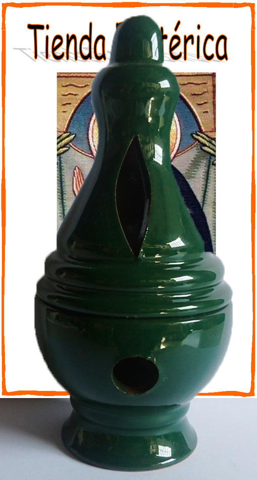 Quemador Artesano de Incienso, Cofrade Verde Esmaltado (17cm)