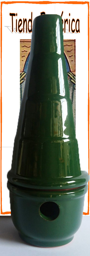 Quemador Artesano de Incienso, Cartuja Verde Esmaltado(18cm)