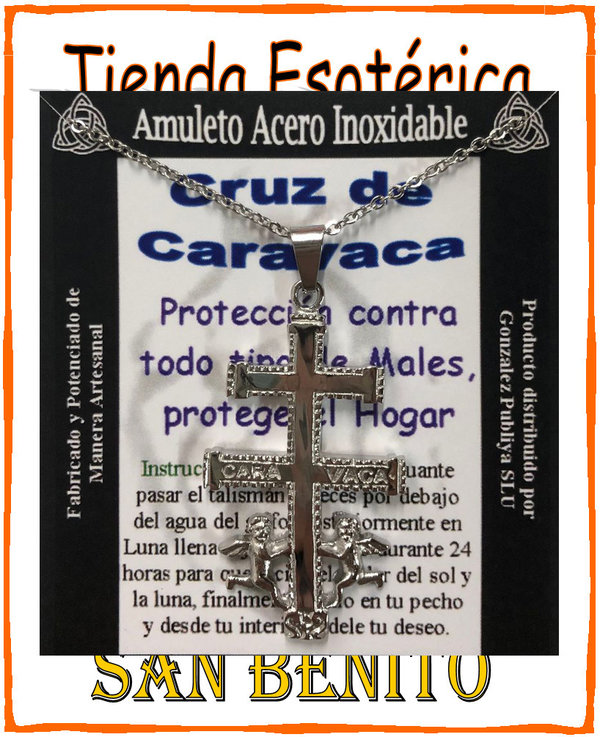 Amuleto Artesano De Acero Inoxidable, Cruz Caravaca Plateada Grande