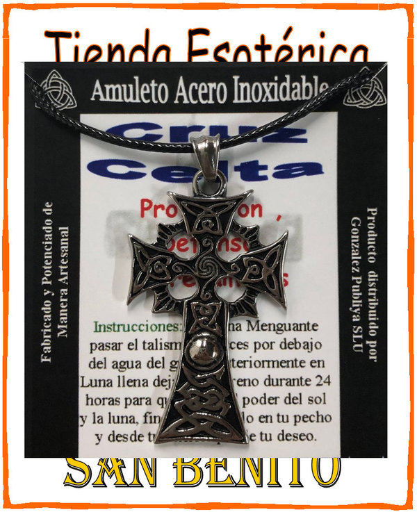 Amuleto Artesano De Acero Inoxidable, Cruz Celta