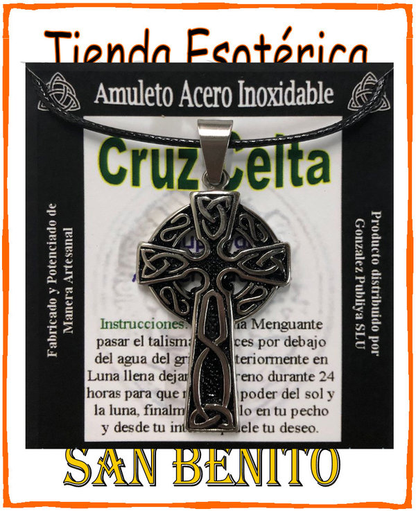 Amuleto Artesano De Acero Inoxidable, Cruz Celta Grande