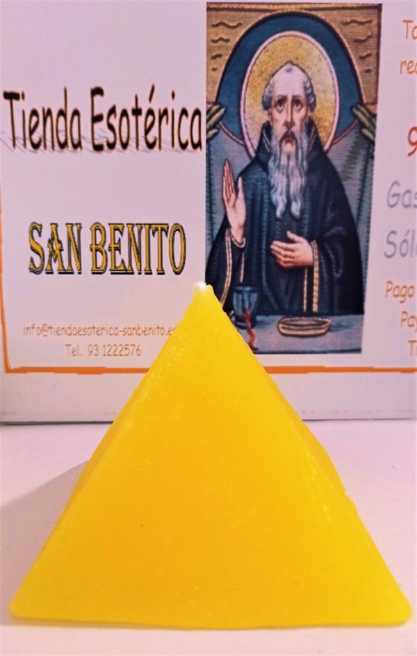 Vela Pirámide Amarilla Abrecaminos Dinero 7,5x10cm