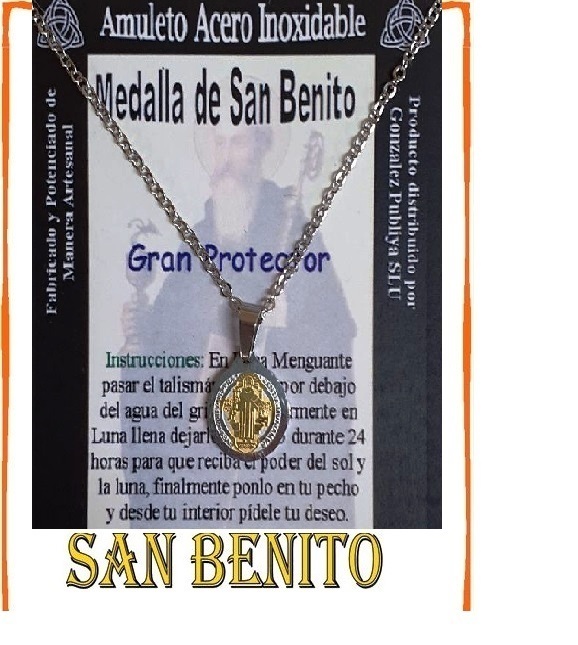 Talismán Artesano Acero Inoxidable Medalla de San Benito, Protector