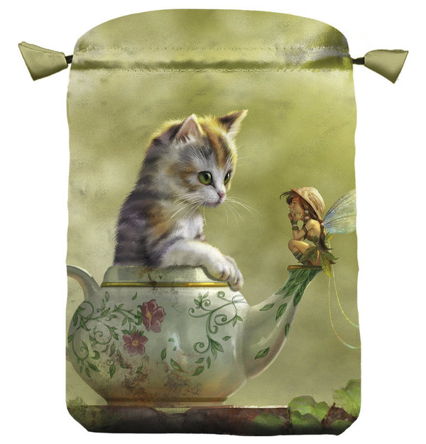 Bolsa Artesana Guarda Tarot, Fantasy Cats de 16x22,5cm