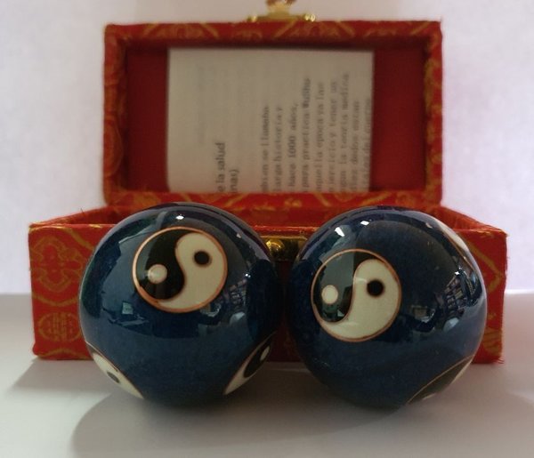 Bola China de la Salud, Azul, Yin Yang.