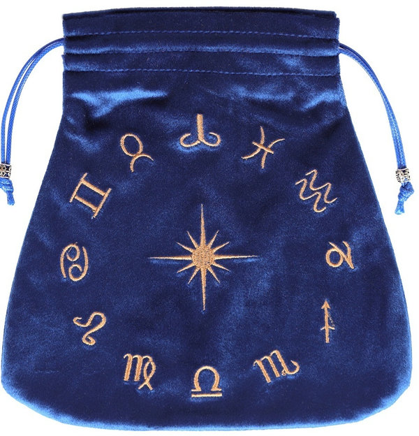 Bolsa Artesana Guarda Grande Signos Astrológicos Azul de 21x21cm.