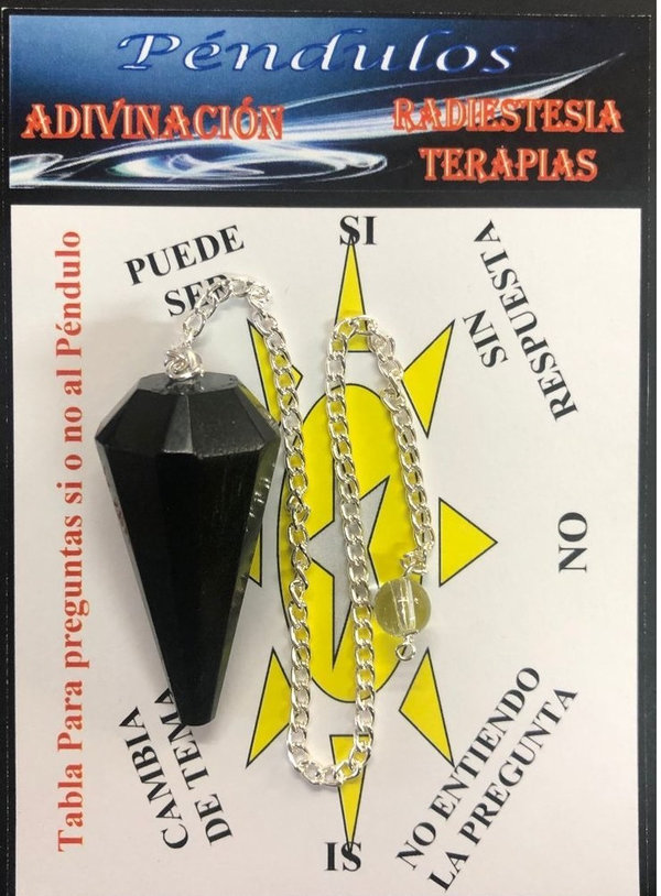 Péndulo Artesano de Mineral Faceteado Obsidiana Negra, cono de 3 cm.