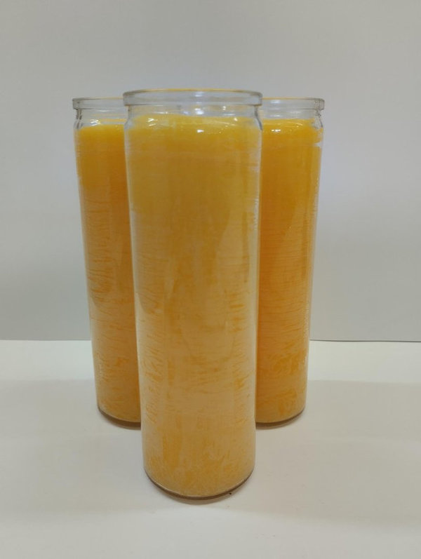 Velón Esotérico Naranja en vaso de Cristal. Energía.